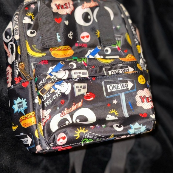 Black Graphic Pop Art Bag with Cartoon Elements - Picture 3 of 11